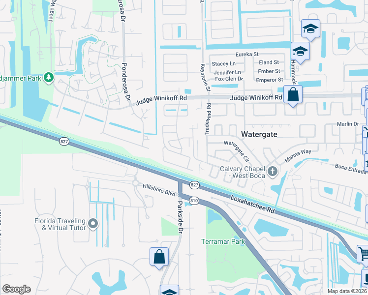map of restaurants, bars, coffee shops, grocery stores, and more near 22864 Chrysler Drive in Boca Raton