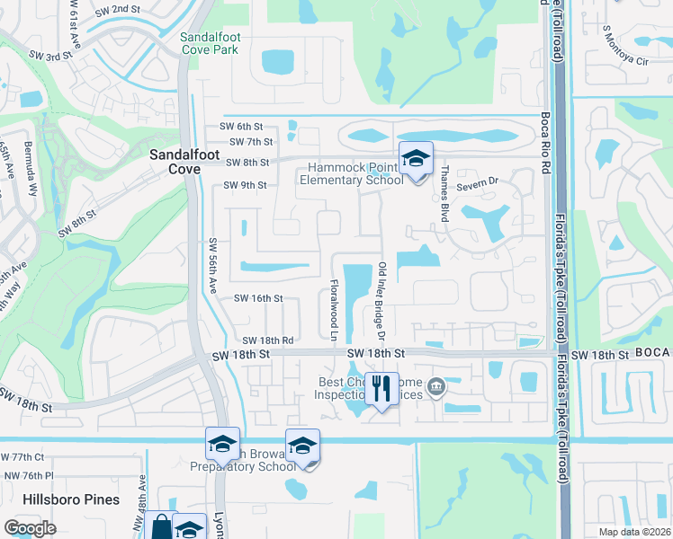 map of restaurants, bars, coffee shops, grocery stores, and more near 8612 Floralwood Drive in Boca Raton
