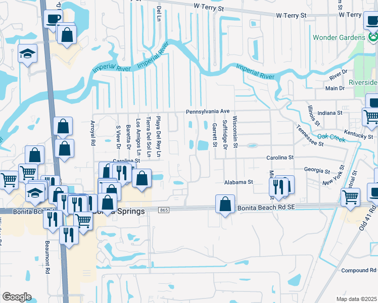 map of restaurants, bars, coffee shops, grocery stores, and more near 27750 Hacienda East Boulevard in Bonita Springs