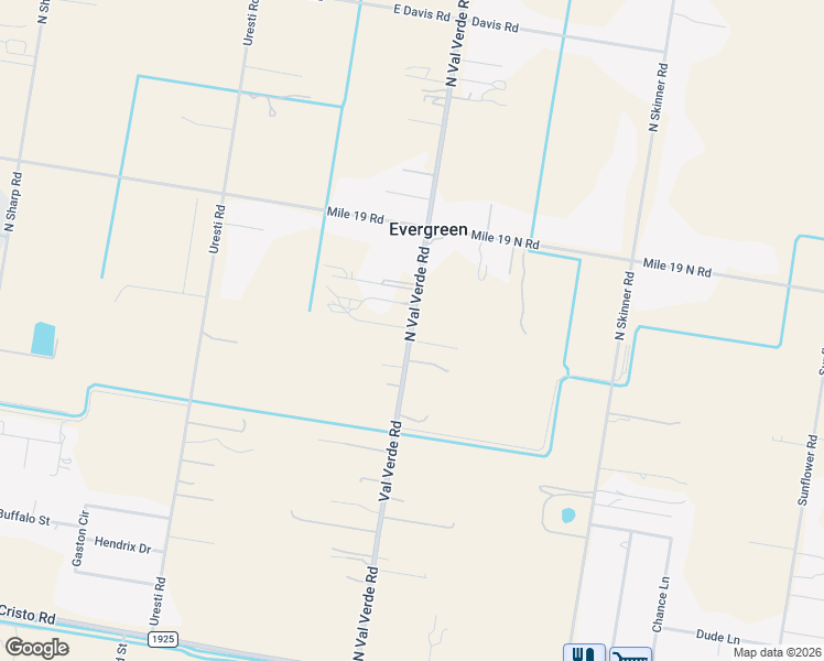 map of restaurants, bars, coffee shops, grocery stores, and more near 21917 North Val Verde Road in Edinburg