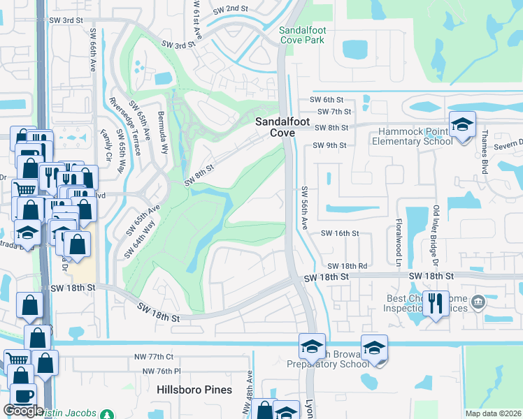 map of restaurants, bars, coffee shops, grocery stores, and more near 9260 Southwest 14th Street in Boca Raton