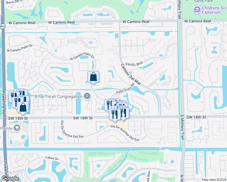 map of restaurants, bars, coffee shops, grocery stores, and more near 6043 Golf Vista Way in Boca Raton