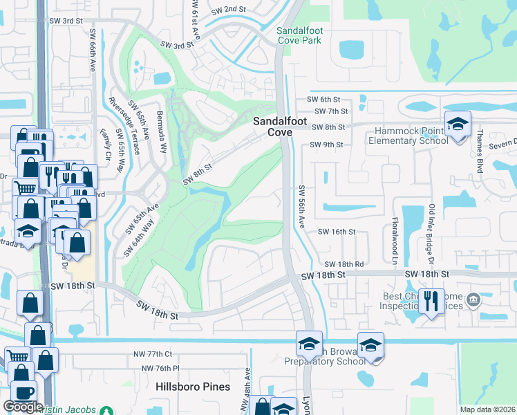 map of restaurants, bars, coffee shops, grocery stores, and more near 9260 Southwest 14th Street in Boca Raton