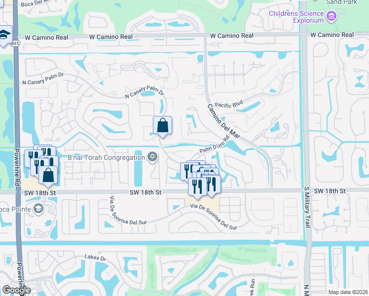 map of restaurants, bars, coffee shops, grocery stores, and more near 6123 Golf Vista Way in Boca Raton