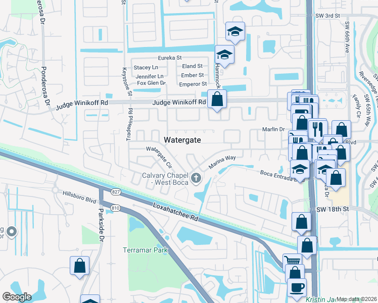 map of restaurants, bars, coffee shops, grocery stores, and more near 10654 South 228th Lane in Boca Raton