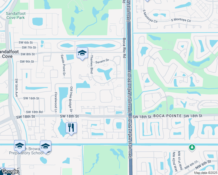 map of restaurants, bars, coffee shops, grocery stores, and more near 8128 Thames Boulevard in Boca Raton