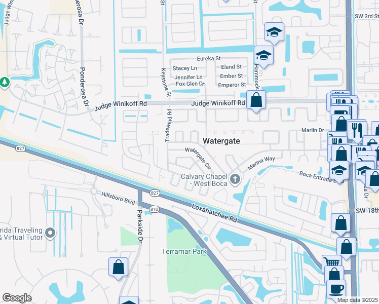 map of restaurants, bars, coffee shops, grocery stores, and more near 11886 Watergate Circle in Boca Raton