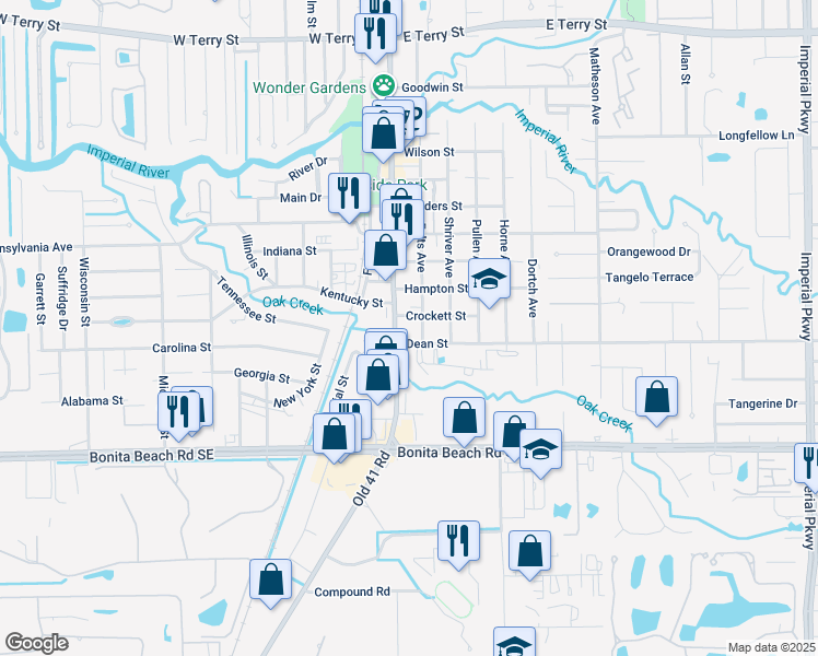 map of restaurants, bars, coffee shops, grocery stores, and more near 27709 Old 41 Road in Bonita Springs
