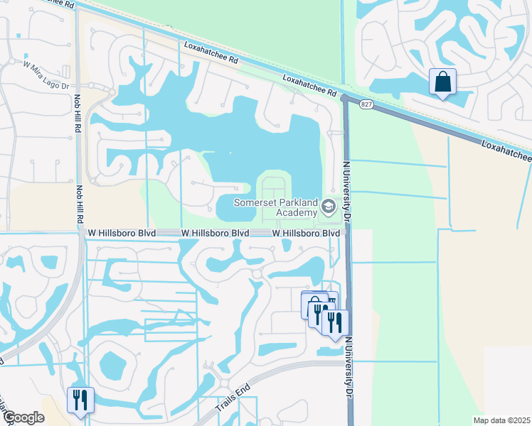 map of restaurants, bars, coffee shops, grocery stores, and more near 8420 Lakeview Trail in Parkland