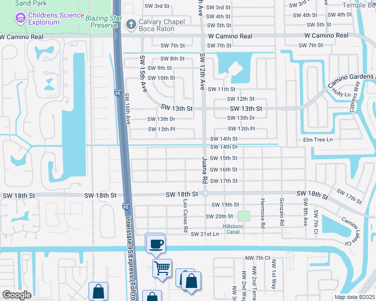 map of restaurants, bars, coffee shops, grocery stores, and more near 1298 Southwest 14th Drive in Boca Raton