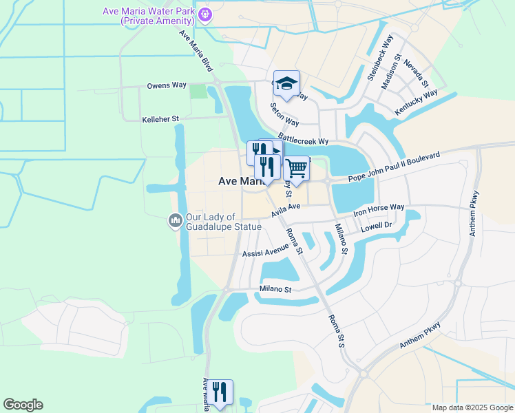 map of restaurants, bars, coffee shops, grocery stores, and more near 5076 Annunciation Circle in Ave Maria