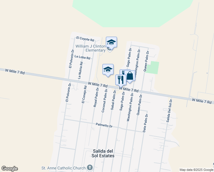 map of restaurants, bars, coffee shops, grocery stores, and more near 39202 Mile 7 Road in Penitas