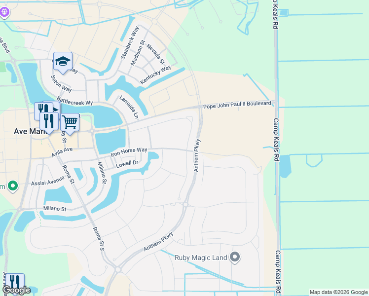 map of restaurants, bars, coffee shops, grocery stores, and more near 4923 Corrado Avenue in Ave Maria
