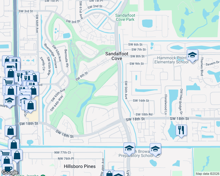 map of restaurants, bars, coffee shops, grocery stores, and more near 9260 Southwest 14th Street in Boca Raton