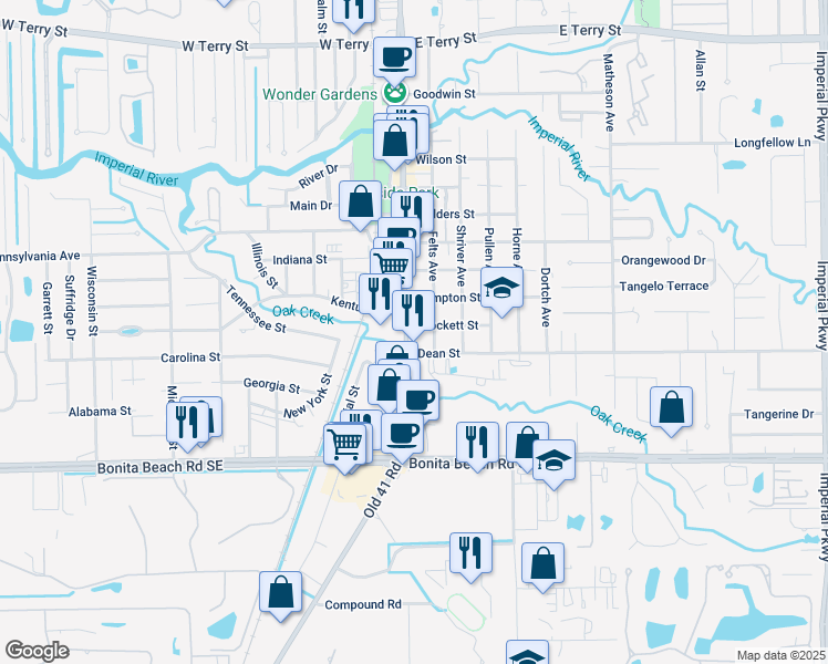 map of restaurants, bars, coffee shops, grocery stores, and more near 27709 Old 41 Road in Bonita Springs