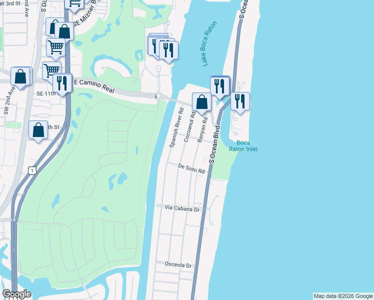 map of restaurants, bars, coffee shops, grocery stores, and more near 1148 Cocoanut Road in Boca Raton