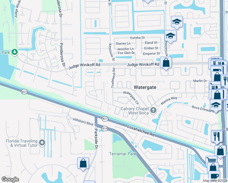 map of restaurants, bars, coffee shops, grocery stores, and more near 11969 Watergate Circle in Boca Raton