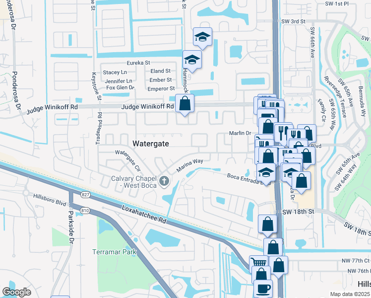 map of restaurants, bars, coffee shops, grocery stores, and more near 10558 South 228th Lane in Boca Raton
