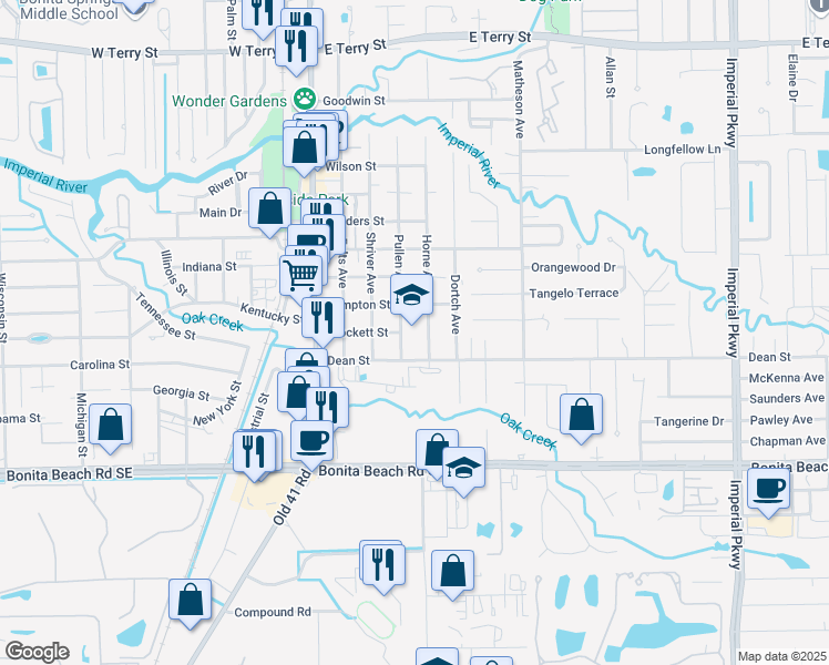 map of restaurants, bars, coffee shops, grocery stores, and more near 10701 Dean Street in Bonita Springs