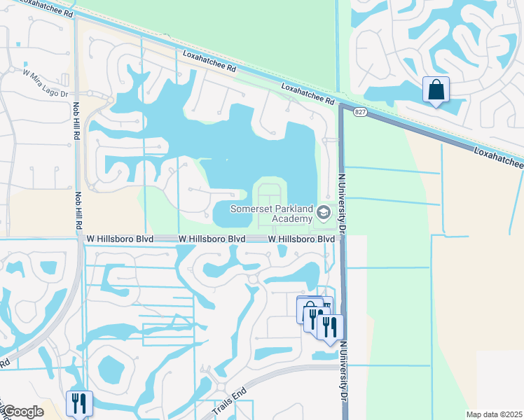 map of restaurants, bars, coffee shops, grocery stores, and more near 8420 Lakeview Trail in Parkland