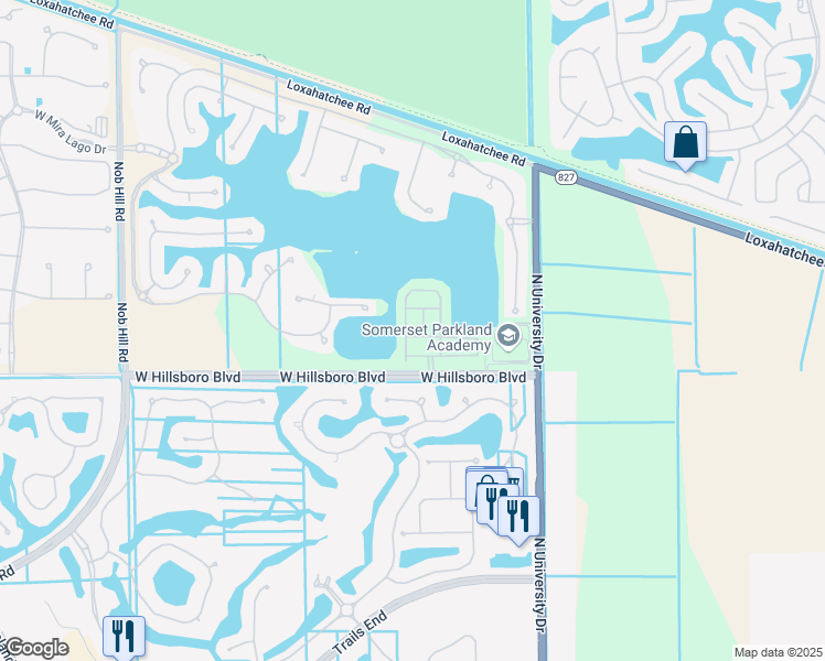 map of restaurants, bars, coffee shops, grocery stores, and more near 8420 Lakeview Trail in Parkland