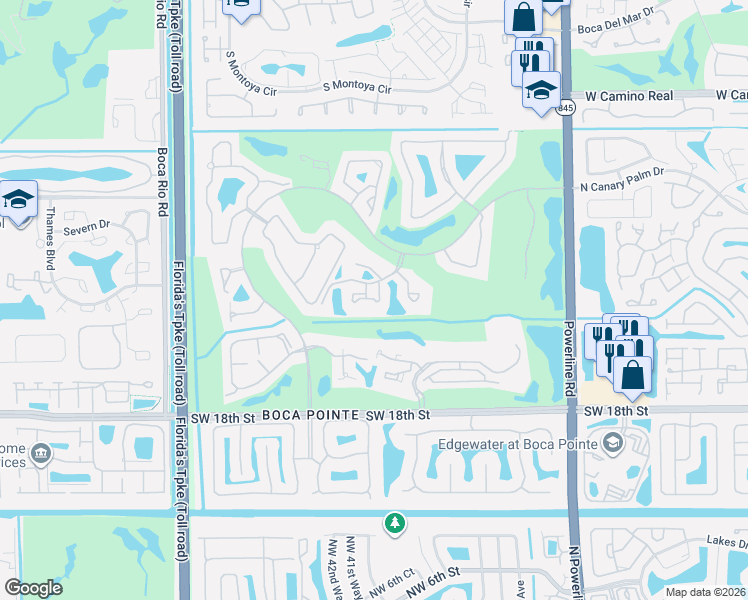 map of restaurants, bars, coffee shops, grocery stores, and more near 7496 La Paz Court in Boca Raton