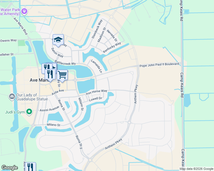 map of restaurants, bars, coffee shops, grocery stores, and more near 4925 Iron Horse Way in Immokalee
