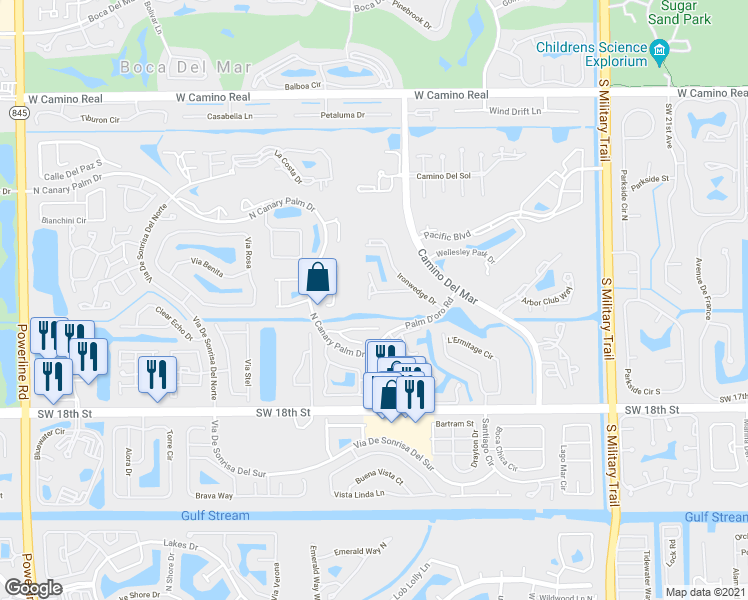 map of restaurants, bars, coffee shops, grocery stores, and more near 6123 Golf Vista Way in Boca Raton
