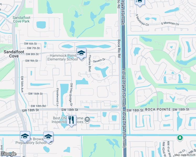 map of restaurants, bars, coffee shops, grocery stores, and more near 8158 Thames Boulevard in Boca Raton