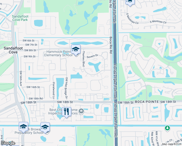 map of restaurants, bars, coffee shops, grocery stores, and more near 8158 Thames Boulevard in Boca Raton