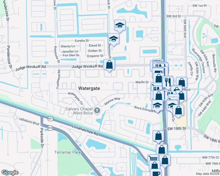 map of restaurants, bars, coffee shops, grocery stores, and more near 10558 South 228th Lane in Boca Raton