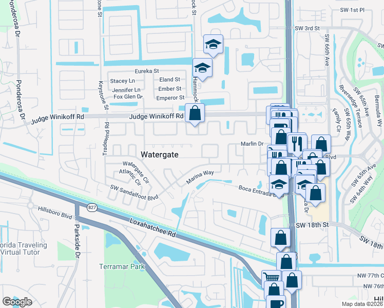 map of restaurants, bars, coffee shops, grocery stores, and more near 10558 South 228th Lane in Boca Raton