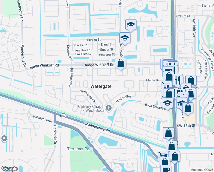 map of restaurants, bars, coffee shops, grocery stores, and more near 10606 South 228th Lane in Boca Raton