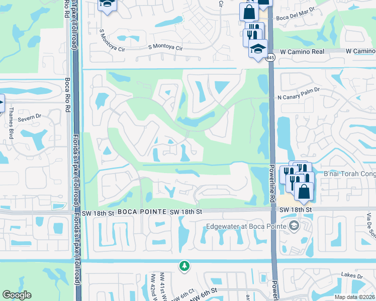 map of restaurants, bars, coffee shops, grocery stores, and more near 7472 La Paz Boulevard in Boca Raton