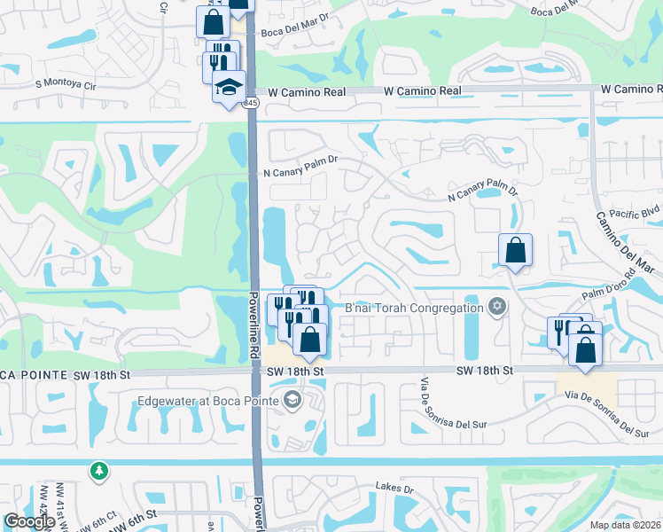 map of restaurants, bars, coffee shops, grocery stores, and more near 6410 Villa Sonrisa Drive in Boca Raton