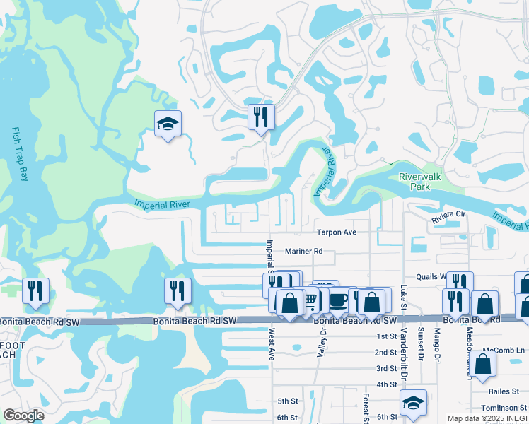map of restaurants, bars, coffee shops, grocery stores, and more near 27565 Imperial Shores Boulevard in Bonita Springs