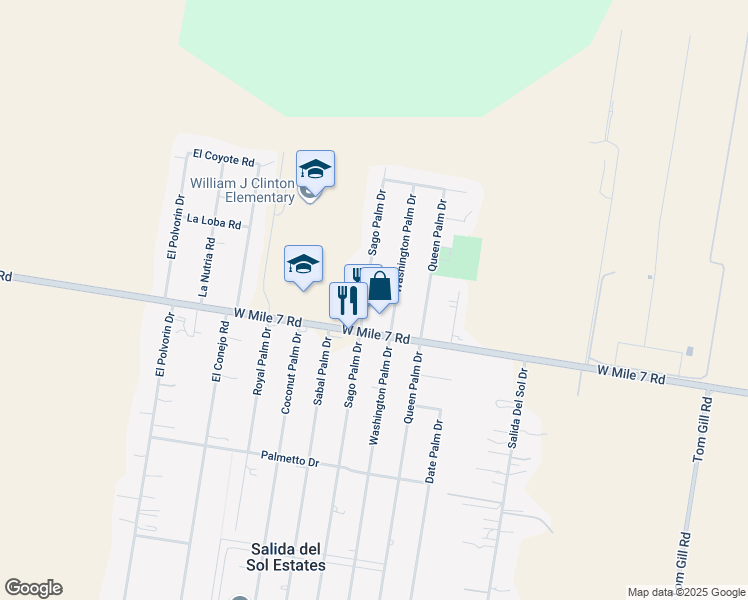 map of restaurants, bars, coffee shops, grocery stores, and more near 18106 Sago Palm Drive in Penitas