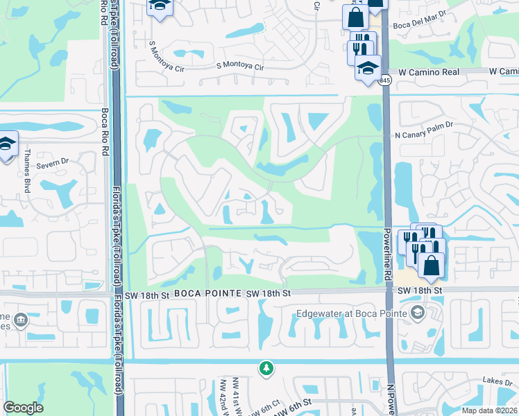 map of restaurants, bars, coffee shops, grocery stores, and more near 7472 La Paz Boulevard in Boca Raton