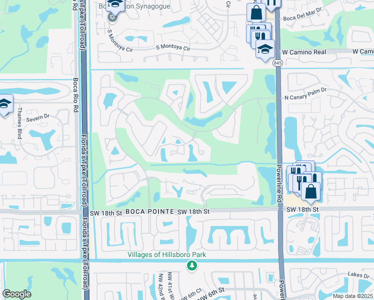 map of restaurants, bars, coffee shops, grocery stores, and more near 7472 La Paz Boulevard in Boca Raton