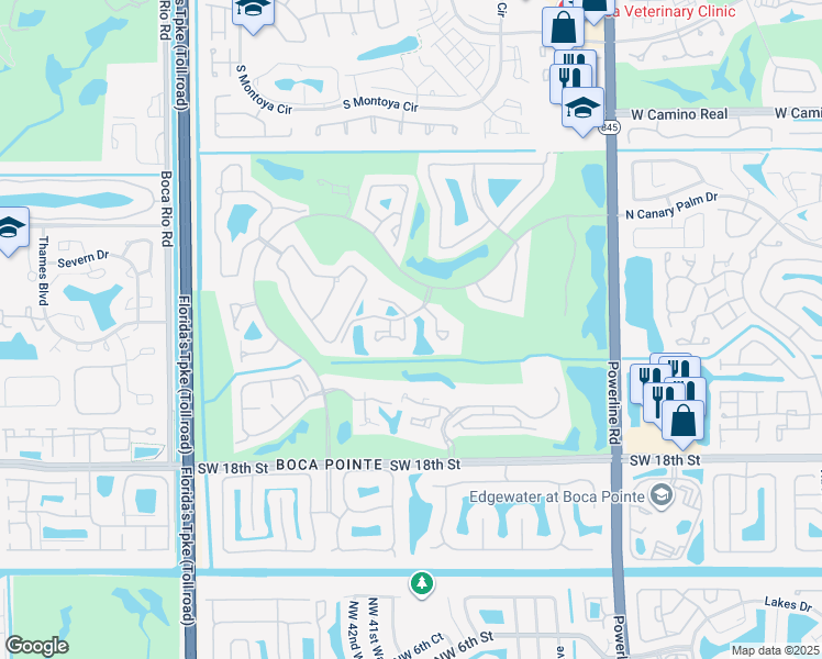 map of restaurants, bars, coffee shops, grocery stores, and more near 7496 La Paz Court in Boca Raton