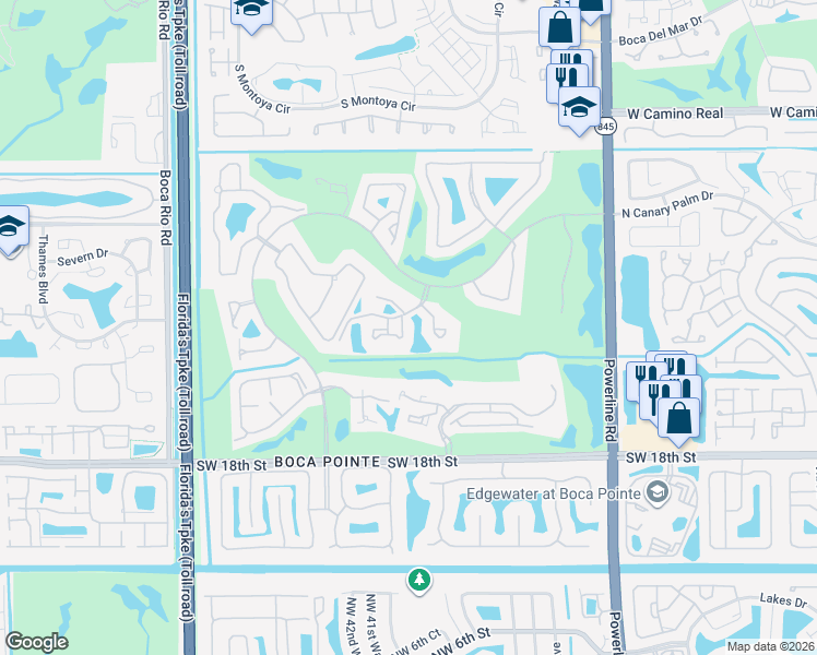 map of restaurants, bars, coffee shops, grocery stores, and more near 7535 La Paz Boulevard in Boca Raton
