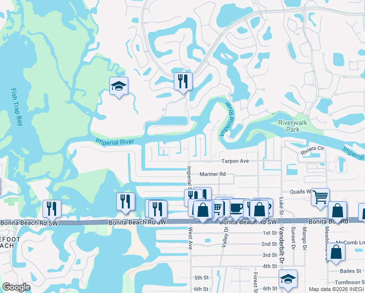 map of restaurants, bars, coffee shops, grocery stores, and more near 27565 Imperial Shores Boulevard in Bonita Springs