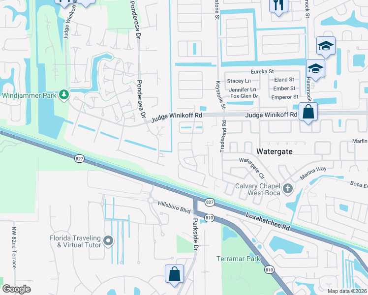 map of restaurants, bars, coffee shops, grocery stores, and more near 11141 Goss Lane in Boca Raton