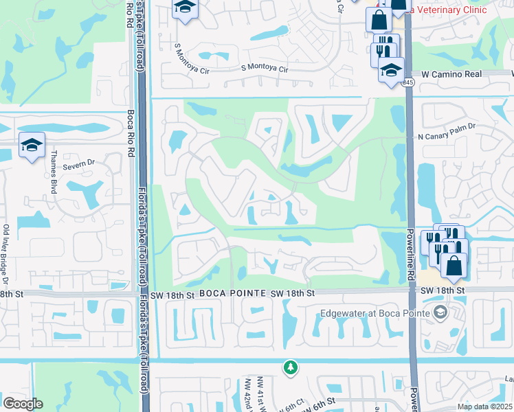 map of restaurants, bars, coffee shops, grocery stores, and more near 7519 La Paz Boulevard in Boca Raton