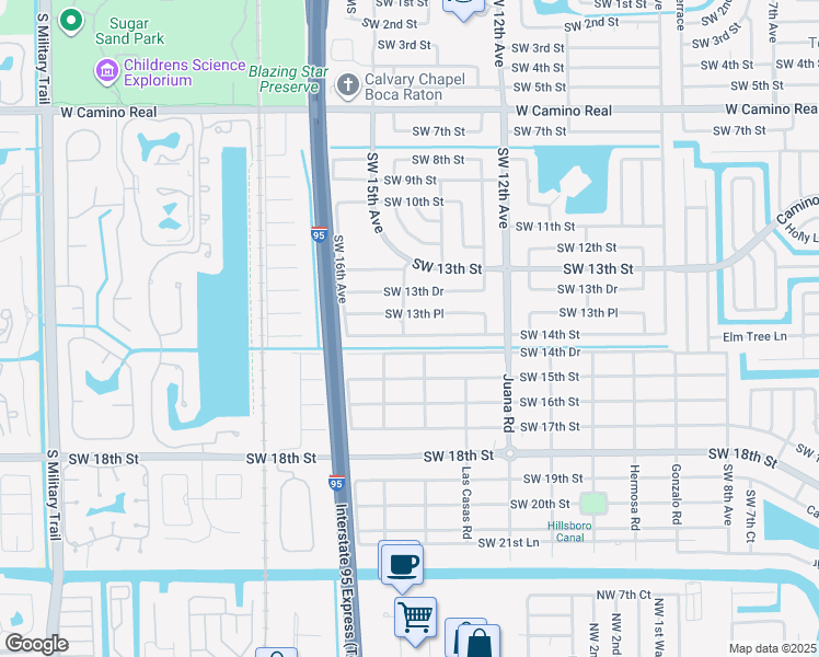 map of restaurants, bars, coffee shops, grocery stores, and more near 1385 Southwest 14th Avenue in Boca Raton