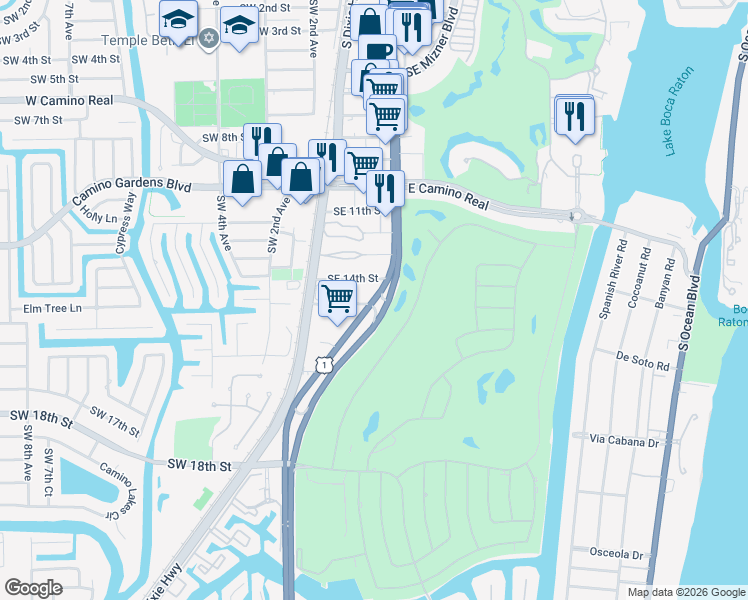 map of restaurants, bars, coffee shops, grocery stores, and more near in Boca Raton