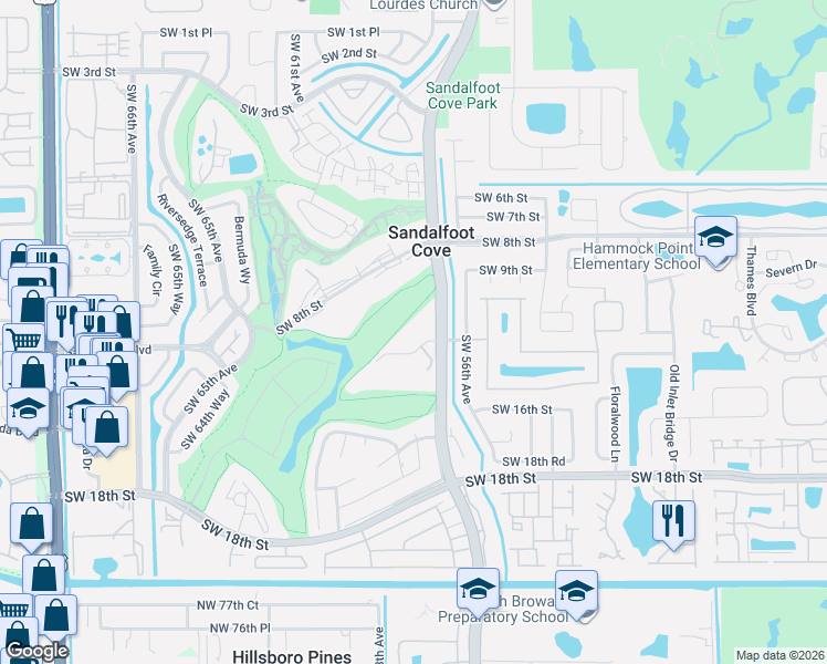 map of restaurants, bars, coffee shops, grocery stores, and more near 9121 Southwest 14th Street in Boca Raton