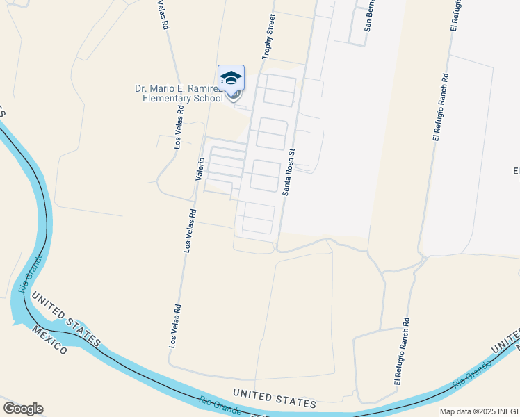 map of restaurants, bars, coffee shops, grocery stores, and more near 424 Blue Sky Street in Rio Grande City
