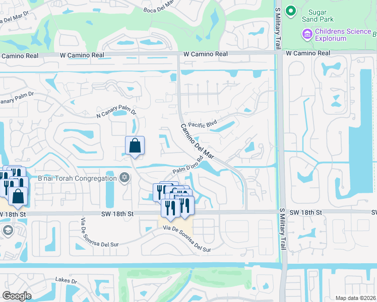map of restaurants, bars, coffee shops, grocery stores, and more near 22960 Ironwedge Drive in Boca Raton