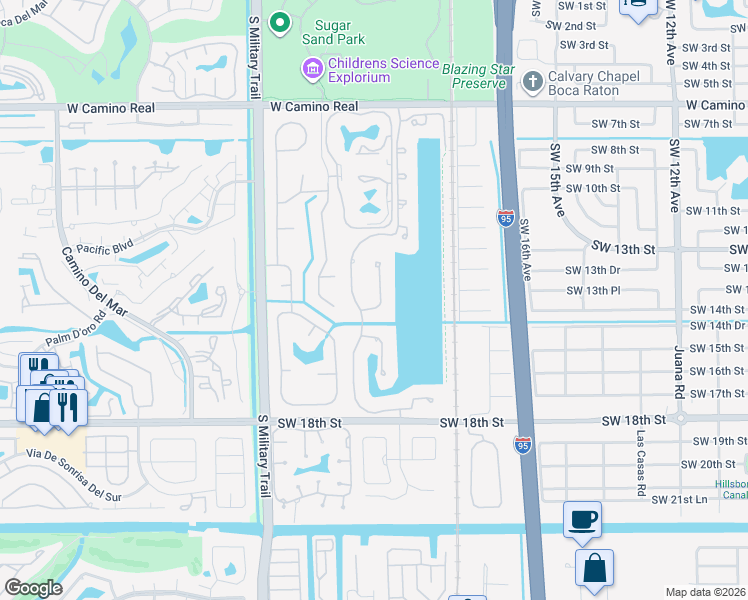 map of restaurants, bars, coffee shops, grocery stores, and more near 1201 Southwest 19th Avenue in Boca Raton